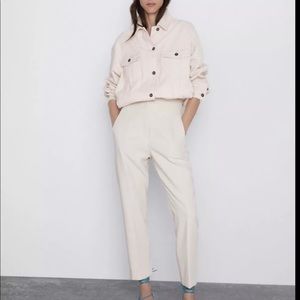 Zara | Pants & Jumpsuits | Zara Oyster White Highwaisted Trousers Darts Nwt | Poshmark